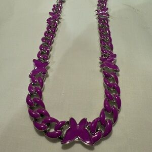 Purple and Silver Woven Necklace with Textured Design